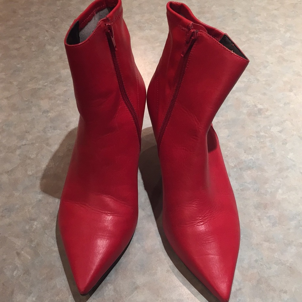 Top shop red leather boots (sz 40)